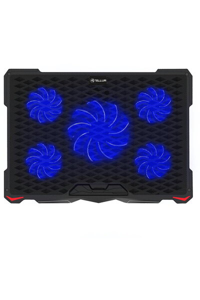 TELLUR Cooler for 17" laptop, 5 fans, LED, 2USB, Black