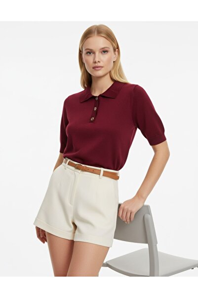 Noi Belis Soft-Textured Half Pat Button Knitwear Blouse Ss26Bz0056