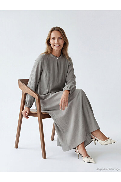 LC Waikiki Hilfa New Season Crew Neck Balloon Sleeve Dress