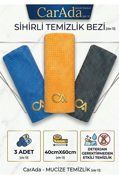CarAda Sihirli Mikrofiber Temizlik Bez, Cam Ayna Temizlik Bezi 3 ADET 40X60cm