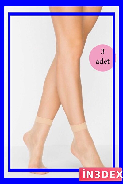 İN3DEX Light Skin Color Women's Ballet Flats Socks 3-Pack