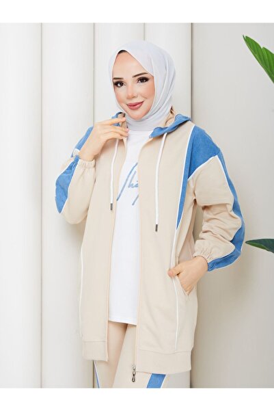 moda4b 3-Piece Women's Sports Set Two Yarns Pa Cotton Ot Detailed Ka Hooded E...