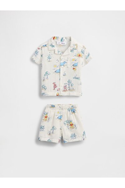 GAP Bebek Beyaz Winnie The Pooh Pamuk Gauze Outfit Set