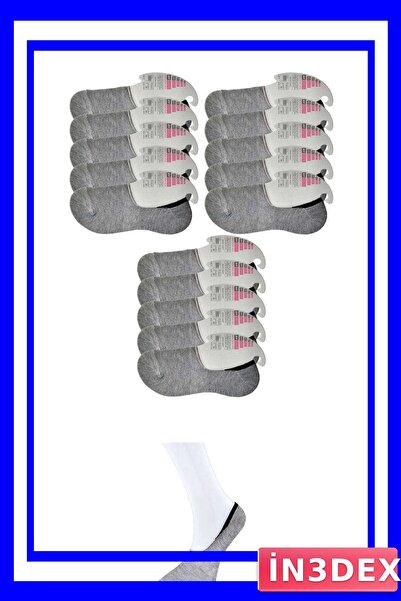 İN3DEX Gray Color B Ballet Flats Socks for Women 15 Pairs Package