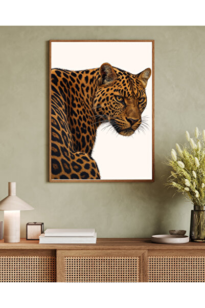 Tuba Decor One Piece Wooden Framed Living Room Hall Kitchen Table Leopard Series