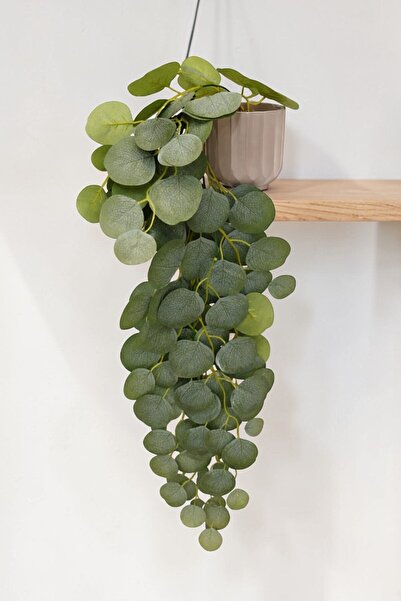 Fabric Hanging Model Artificial Flower Plastic Green Fabric Pendant in Flower Pot Stream Stone Detailed