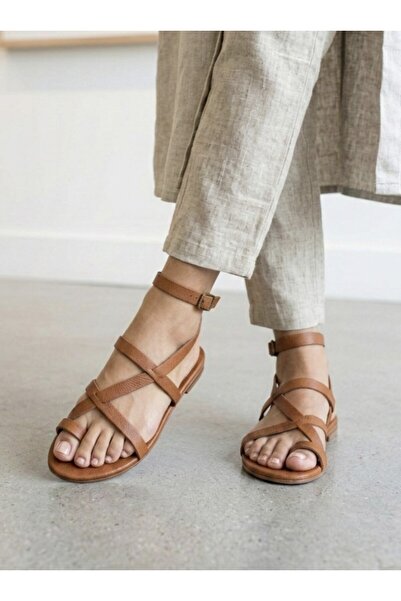 Bostini Genuine Leather Bands between Fingers Sandals