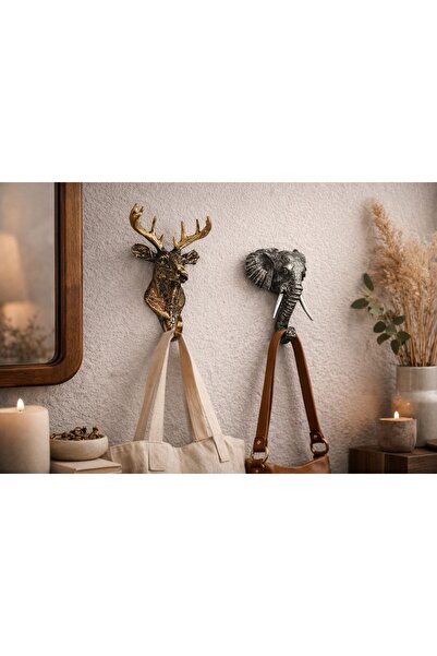 imosas Dekoratif Geyik & Fil Duvar Askısı 15 cm – Metal Görünümlü Anahtarlık ...