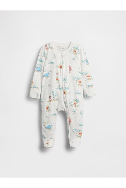 GAP Bebek Beyaz Winnie The Pooh Organik Pamuklu Footed Tulum