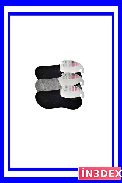 İN3DEX 3 Pairs B Ballet Flats Socks for Women Black and Grey Color Options