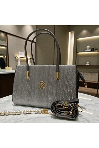 ZİVORA Women's Black Glittery El and Shoulder Bag Gold Detailed Stylish Eveni...