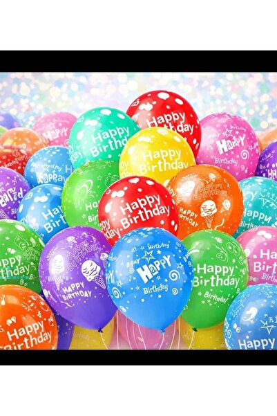 Issa Latex Balloons 20/set Happy Birthday, Different Colors