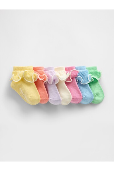 GAP Bebek Çok Renkli Ruffle Ankle Çorap (7’li)