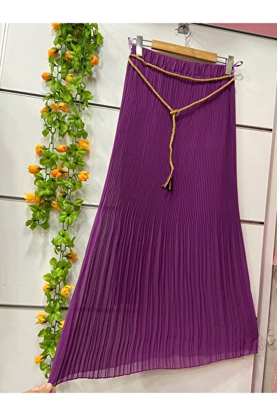 edu collection Closely Pleated Piece Chiffon Skirt Lined