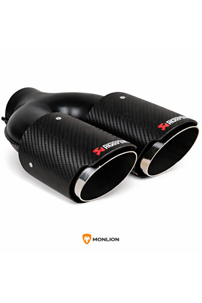 Monlion Akrapoviç Tarzı Karbon Fiber Egzoz Ucu 60mm Giriş 90mm Çift Çıkış 180...