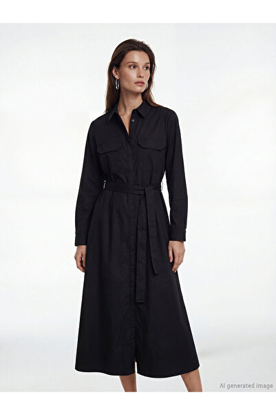 LC Waikiki Peak New Season Belted Poplin Shirt Dress