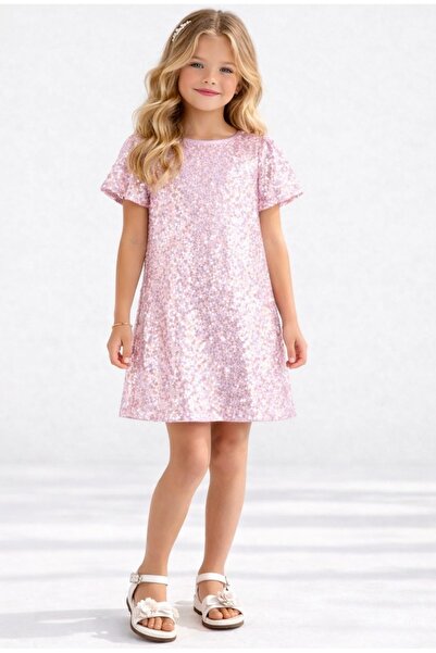 nk kids LİMİ kız çocuk pul payet pamuk astarlı tasarım elbise