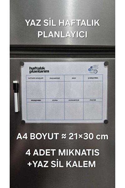 URDE Yaz Sil Haftalık Planlayıcı Magnet-Mıknatıslı Buzdolabı Panosu,Ajanda ve...