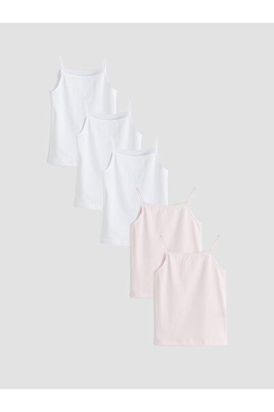 LC Waikiki Ozmarka New Season Square Collar Rope Strap Girls' Undershirt 5-Pack