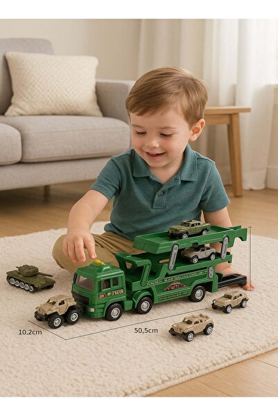 Rally Kids’ Military Car Transport Truck – Large 50 cm Truck Toy with Lights,...