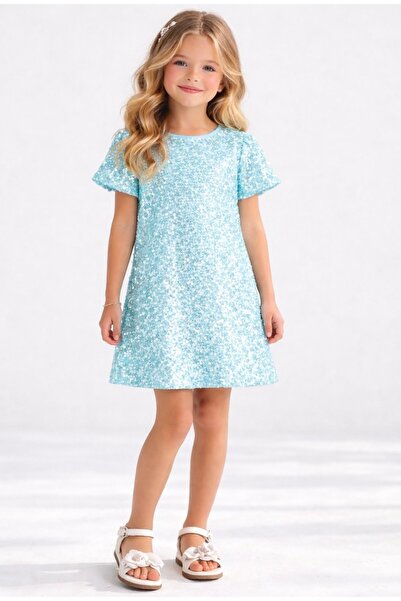 nk kids فستان ليمي للفتيات بتصميم مزين بالترتر وبطانة قطنية