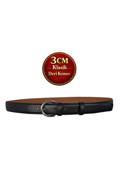 GoDeri Prava koža , 3 cm crna nikl boja Sa kopčom , crna, prošivena klasična ...