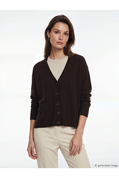 LC Waikiki Peak New Season V-Neck Women's Knitwear Cardigan