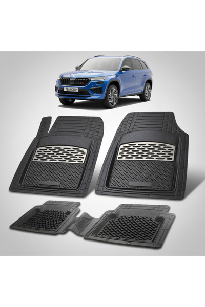 TEAMCAR Skoda Kodiaq I Compatible Floor Mats Facelift 2021-2023 | Silver