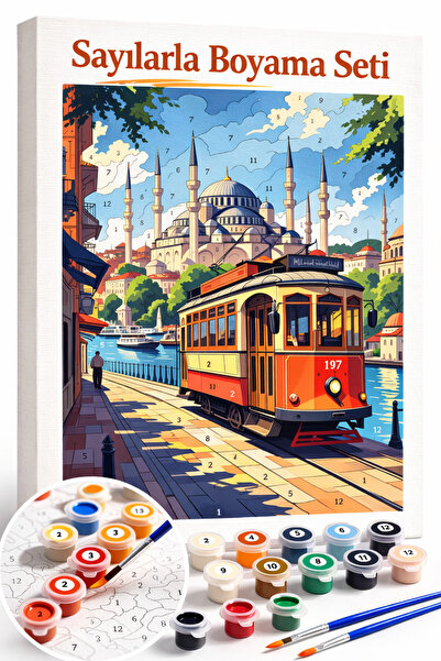 Aren Design Sayılarla Boyama Çerçeveli Hobi Seti Numaralı Tuval Fırça Boya Da...