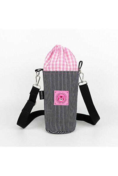 woodycord Handmade Striped Kot Ruched Flask and Thermos Cover Pink Tiger