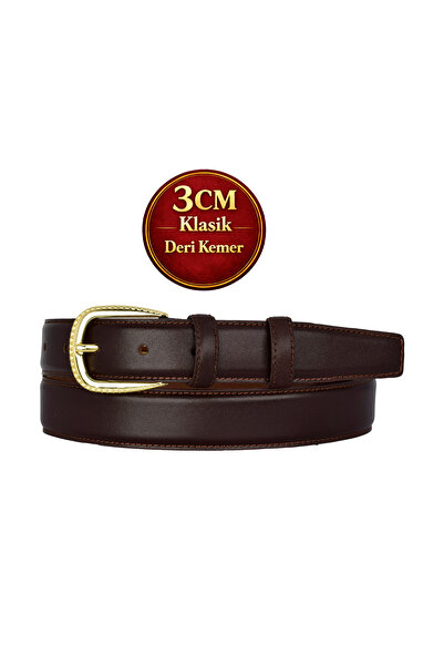 GoDeri Prava koža , 3 cm zlatna boja Sa kopčom , tamno smeđa, prošivena klasi...