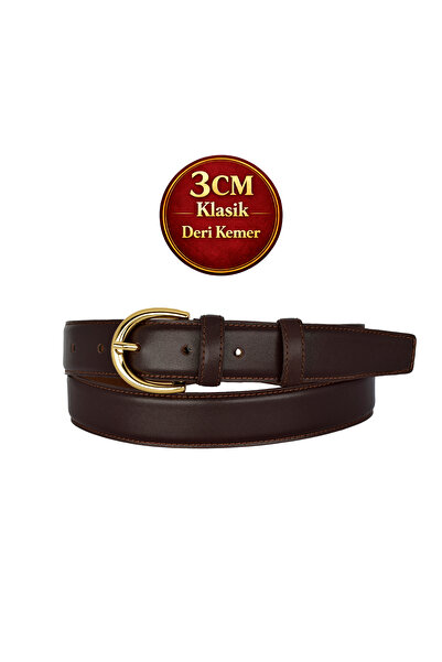 GoDeri Prava koža , 3 cm zlatne boje Sa kopčom , tamno smeđe, šivane klasične...