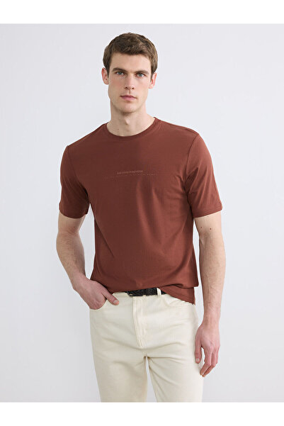LC Waikiki Peak New Season Crew Neck Letter Printed Combed Cotton Men's T-Shirt