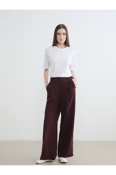 LC Waikiki YK PLUS Γυναικείο παντελόνι από πλισέ ύφασμα με ελαστική μέση