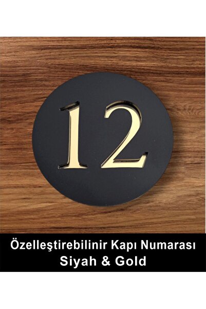 zafrakreklam Black & Gold Apartment Hotel Office Door Number 9cm - Customizab...