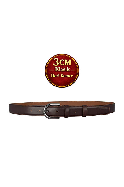 GoDeri Prava koža , 3 cm crna nikl boja Sa kopčom , tamno smeđa, prošivena kl...