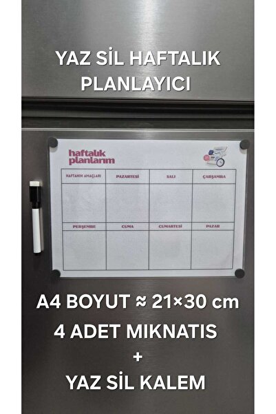 URDE Yaz Sil Haftalık Planlayıcı Magnet-Mıknatıslı Buzdolabı Panosu,Ajanda ve...