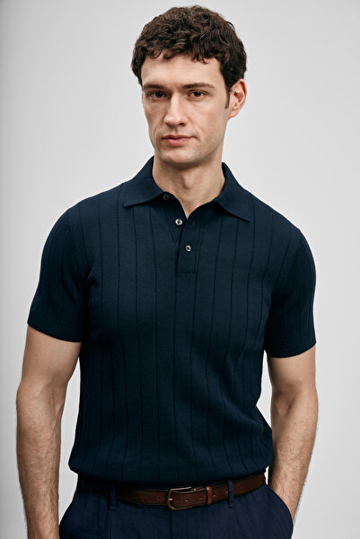 Lufian Bold Men's Cotton Sweater Dark Navy Blue