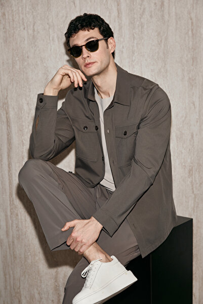 Lufian Cămașă-jachetă pentru bărbați Gary, culoare pământie