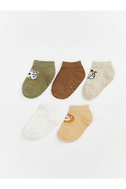 LC Waikiki Rmz Gi̇yi̇m Farkiyla Embroidered Baby Boy Booties Socks 5-Pack