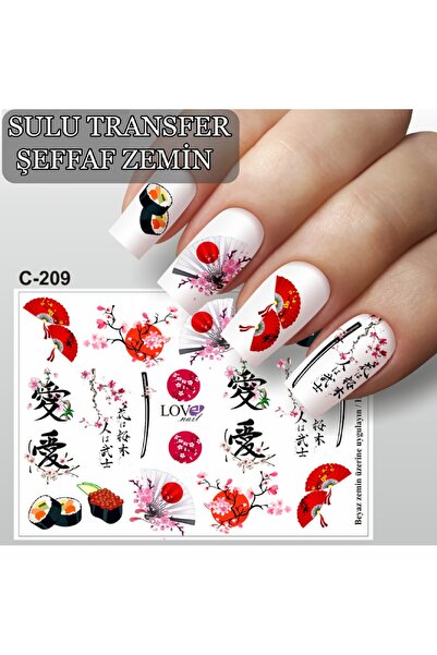ECLAT TIRNAK STİCKERİ JAPON YAZI YALPAZE (SULU TATTOO ÇIKARTMA) ŞEFFAF ZEMİN