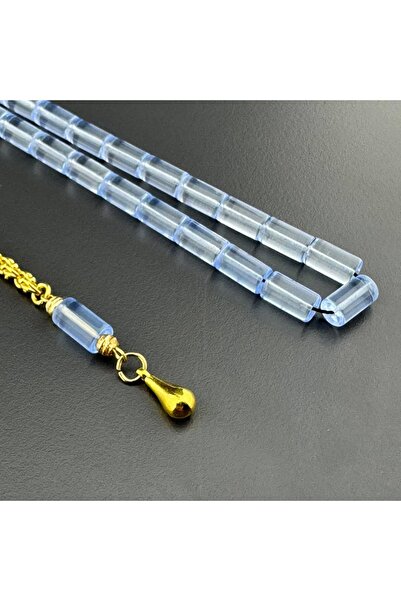 SUAT YEŞİLYURT Kesme Model Buz Mavisi Renk Altın Kaplama Gümüş Püsküllü Alman...