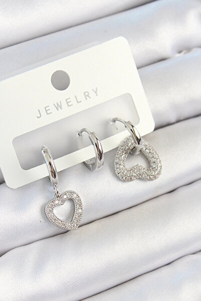 online kapsulavm avm alışveriş Brass Zircon Stone Heart Model Silver Color 3-...
