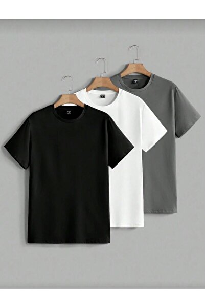 trendgar Crno-bela i dimna 3'lu Oversize kroj unisex majica