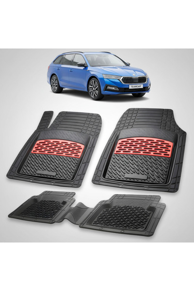 TEAMCAR Πατάκια δαπέδου Skoda Octavia IV Combi Facelift 2024-2026 | Κόκκινα
