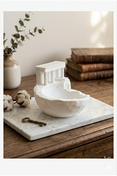 Perhakya Dekorasyon Antik Sütun Tasarımlı 3D Yazıcı Takı Tabağı - Dekoratif P...