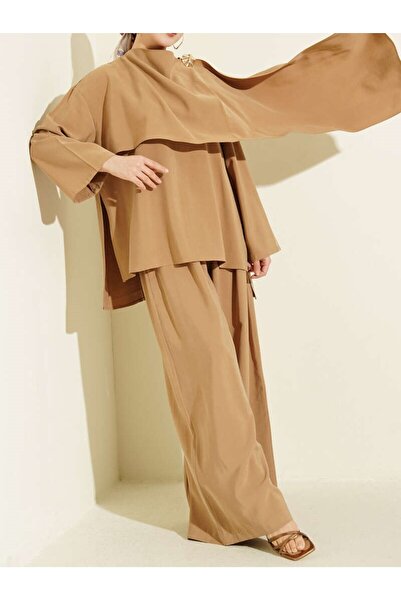 Lavanta Tekstil Set modal piese cu detaliu pelerină la umeri