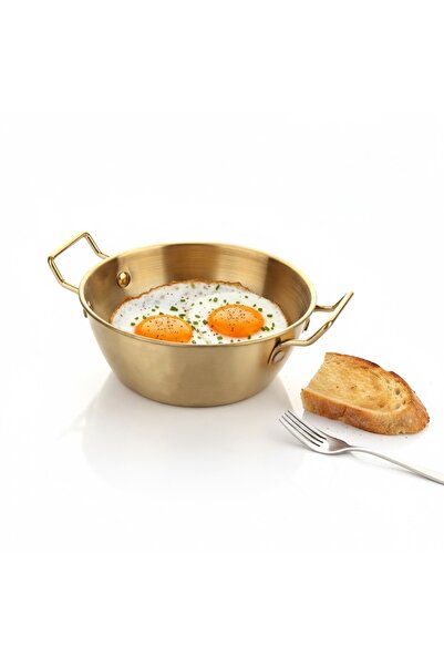 MİEN Mini Plate with Metal Handle 1 Piece (12cm) Gold Breakfast Serving Dish ...