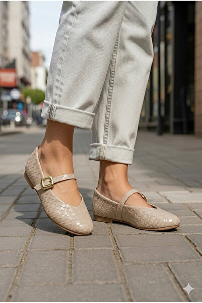 ALMİNA Serija pletenja Kvadrat Sa kopčom Mary Jane Baletanke