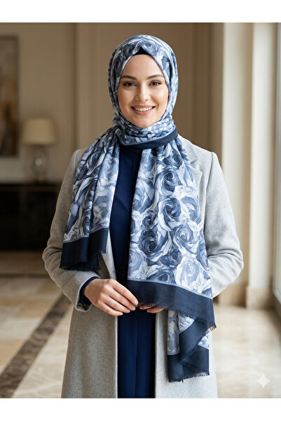 REMOMODA Patterned Floral Model Chiffon Shawl Italian Soft Shawl High Quality